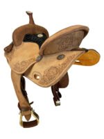 Billy Cook barrel saddle BW Roughout Floral 1935 - Image 3
