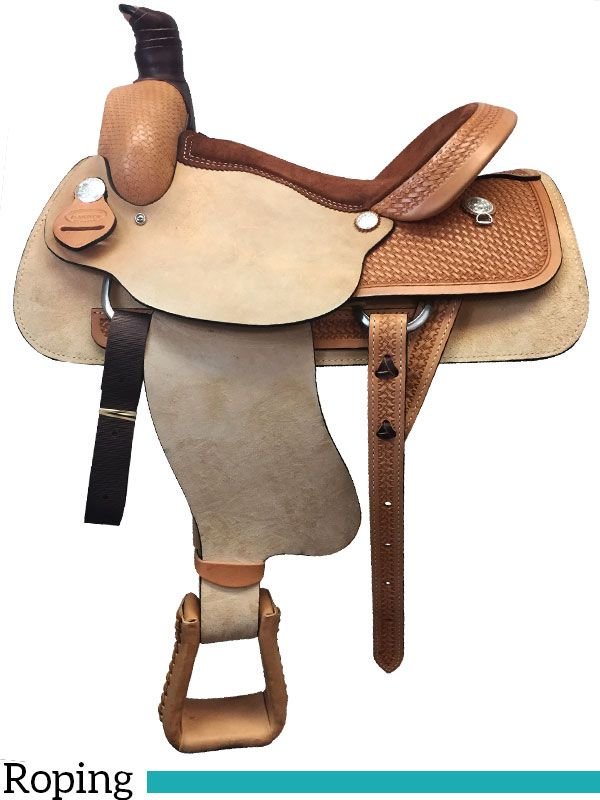 15-16-17-dakota-roping-saddle-roughout-dk-502-85 Dakota roper saddle roughout 15 to 17 inch 502 - Image 1