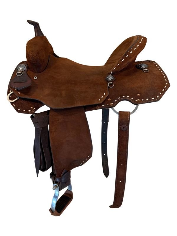 15-5inch-used-hr-saddlery-barrel-saddle-wide-tree-22 15.5 Inch Used HR Saddlery Barrel Saddle - Image 1