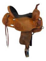 16 Inch Used Billy Cook Roughout Floral Saddle - Image 5